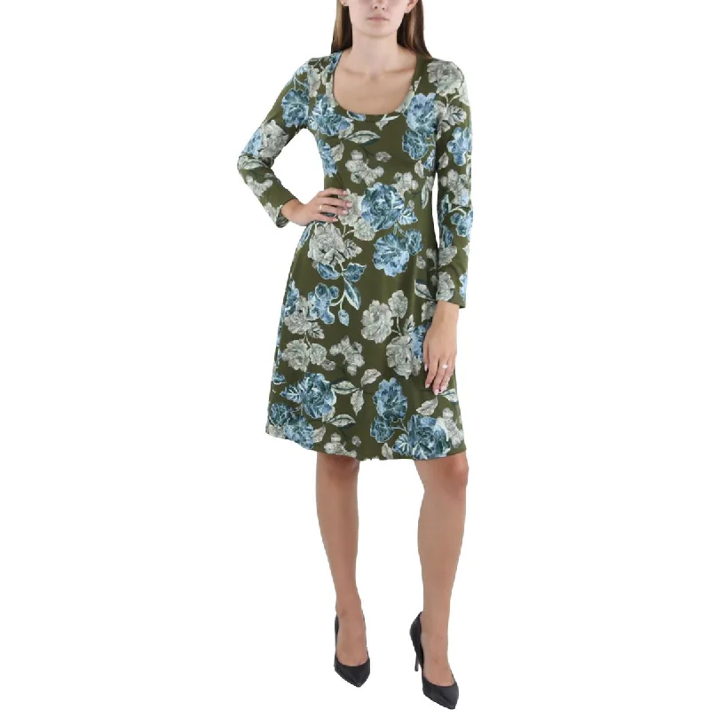 Lace Dresses for Delicate -24seven Comfort Apparel Womens Floral Scoop Neck Wear To Work Dress