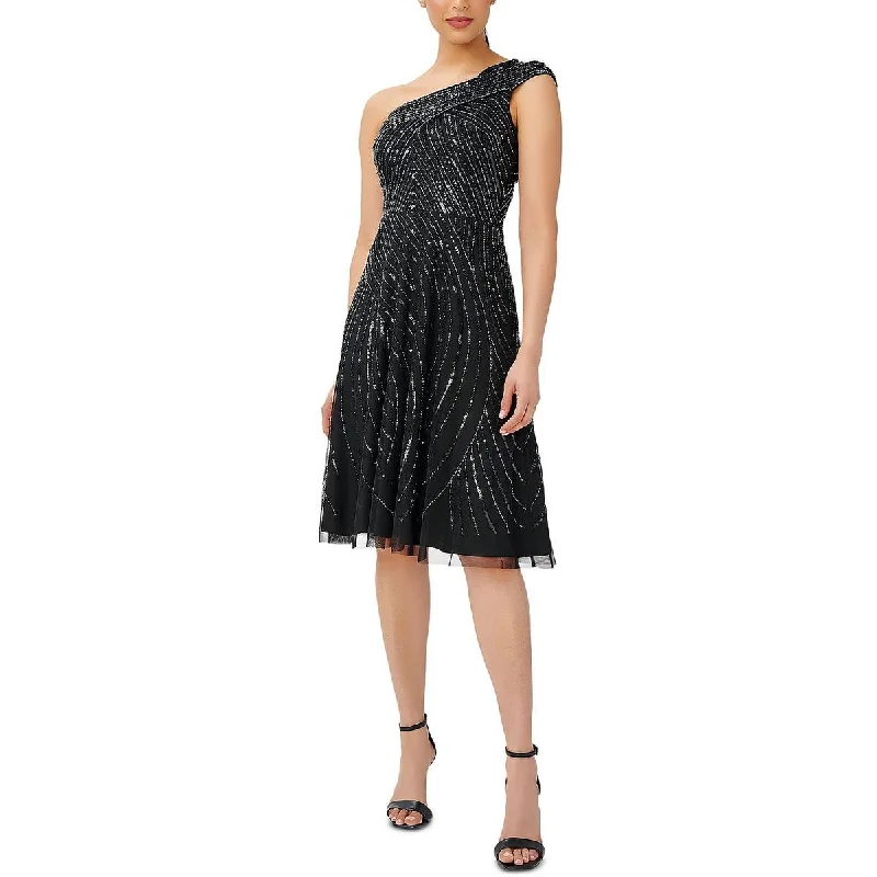 One Shoulder Party Dress for Asymmetric -Adrianna Papell Womens One Shoulder Embellished Cocktail and Party Dress