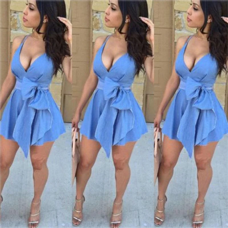 Cocktail Dresses for Party Time -Summer Sexy Women's Casual Sleeveless V-neck Evening Party Mini Dress