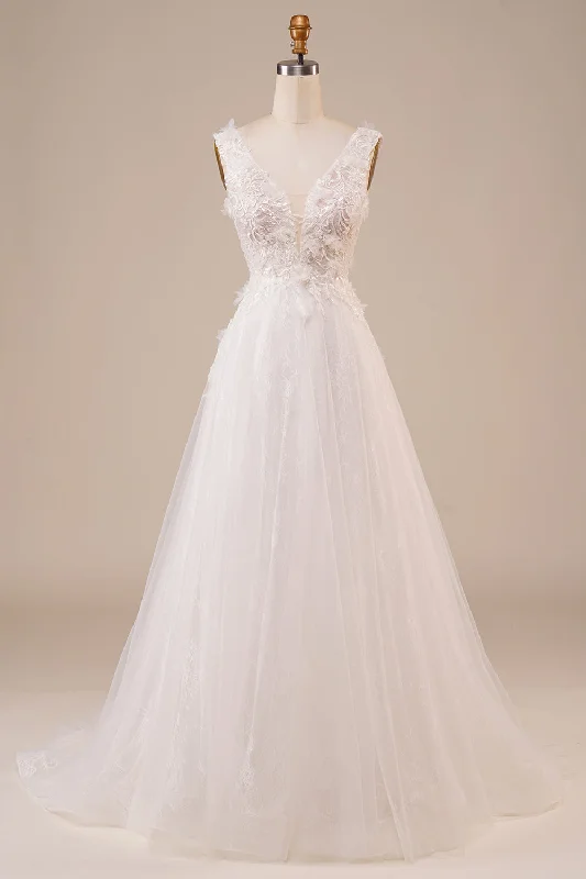 Gray Dresses for Subtle -Sparkly Tulle Beaded Ivory Long Wedding Dress