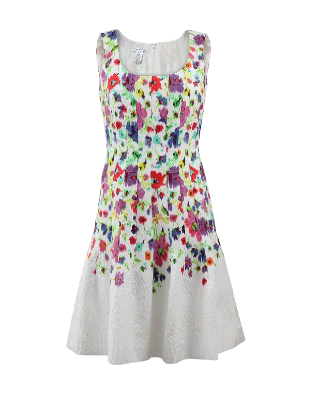 Abstract Dresses for Creative -Floral Cloque Dress