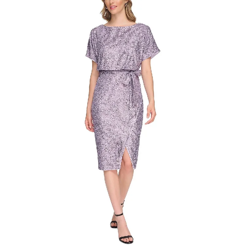 Long Sleeve Party Dress for Coverage -Kensie Womens Sequined Banded Bottom Cocktail And Party Dress