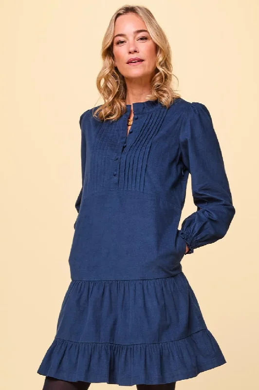 Wrap Dresses for Adjustable -Stema Short Corduroy Dress | Navy