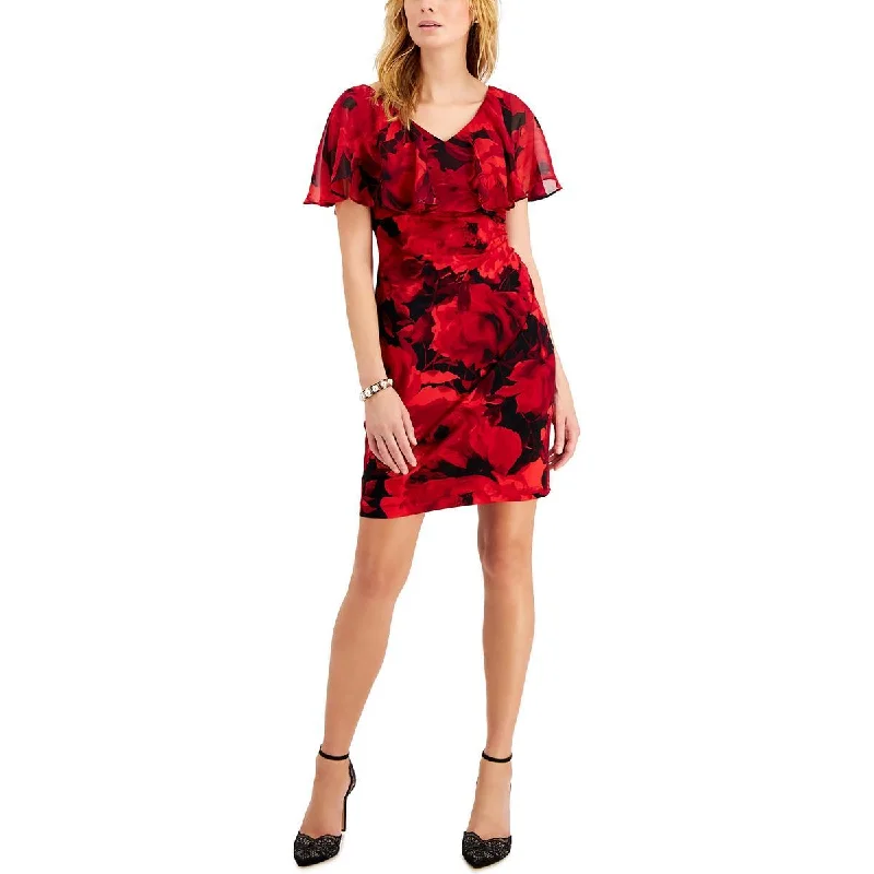 Party Dress for Valentine's Day -Connected Apparel Womens Petites Printed Mini Cocktail And Party Dress