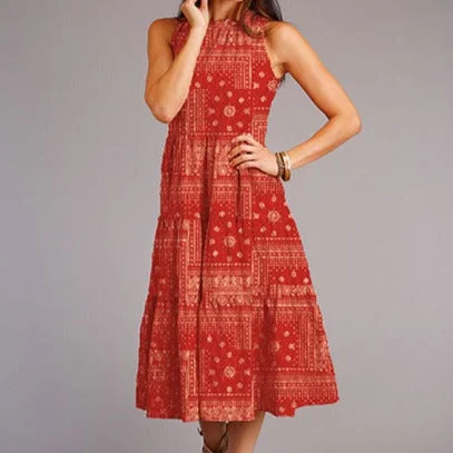 Leather Dresses for Luxury -Stetson Women's Red Bandana Patchwork Dress