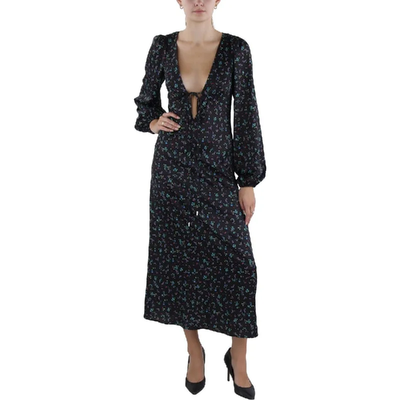 Office Dresses for Business -AFRM Womens Tie Neck Long Maxi Dress