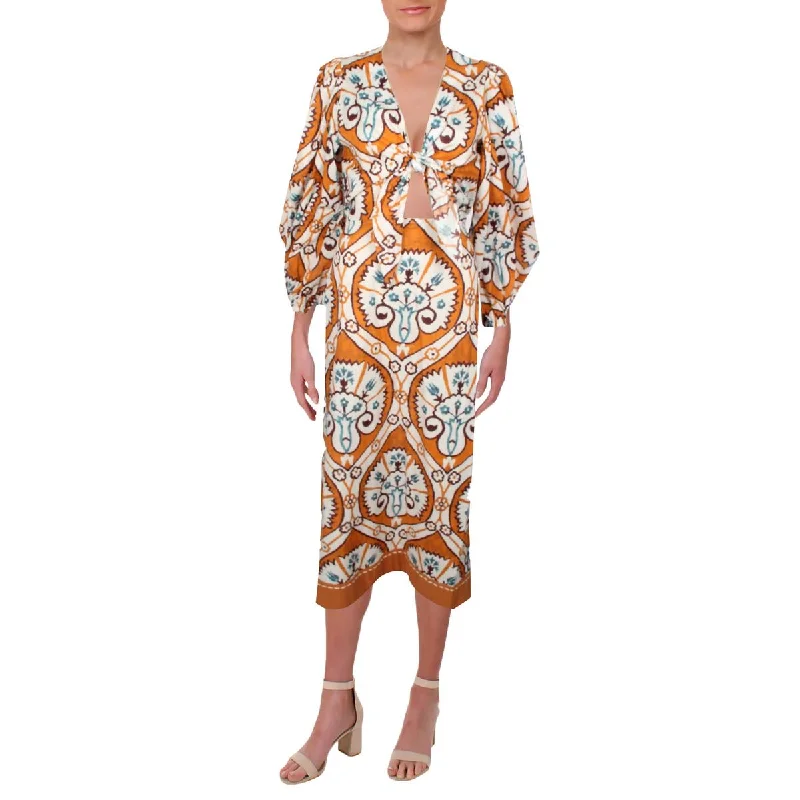 Anniversary Dresses for Special -Johanna Ortiz Womens Couscous Joy Printed Tea Length Midi Dress