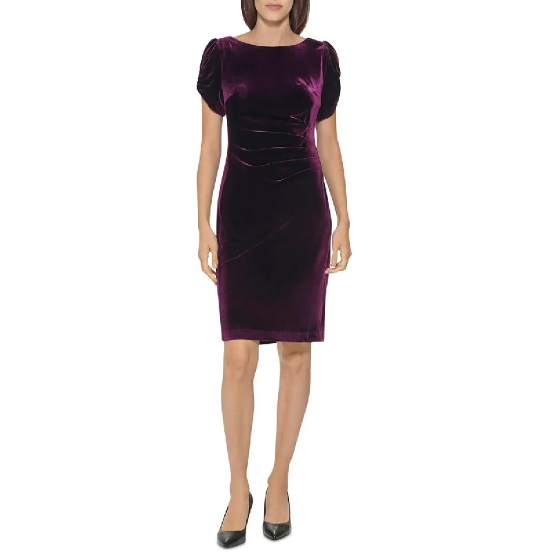 Short Sleeve Party Dress for Casual -Karl Lagerfeld Paris Womens Velvet Ruched Cocktail and Party Dress