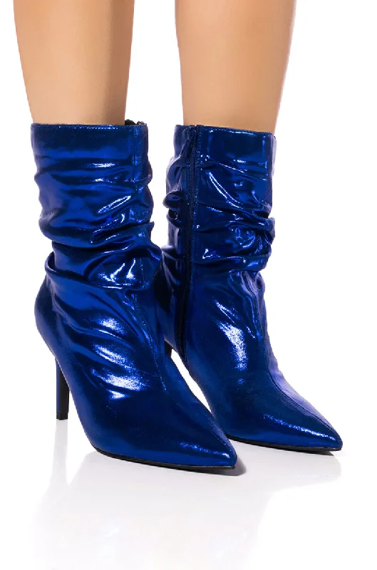 Light Wash Denim Dress for Fresh -AZALEA WANG ARIELLA SCRUNCH STILETTO BOOTIE IN BLUE