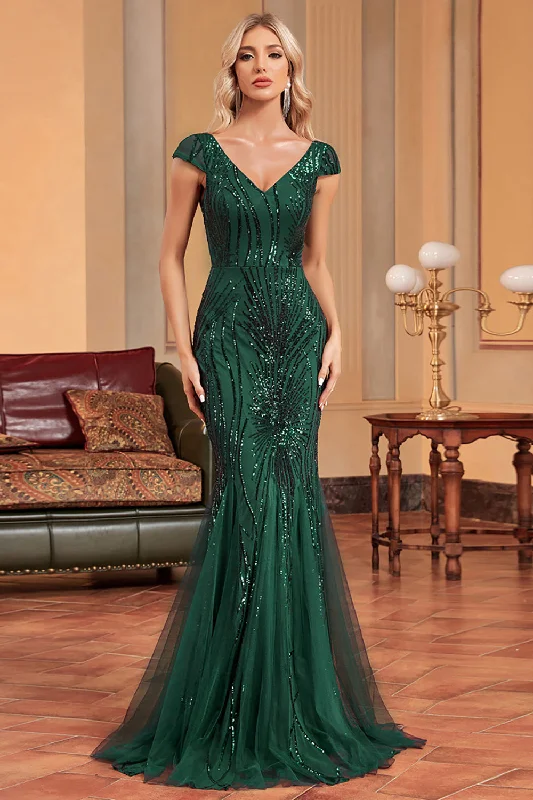 Party Dress for Nightclub Party -Mermaid Dark Green Long Prom Dress