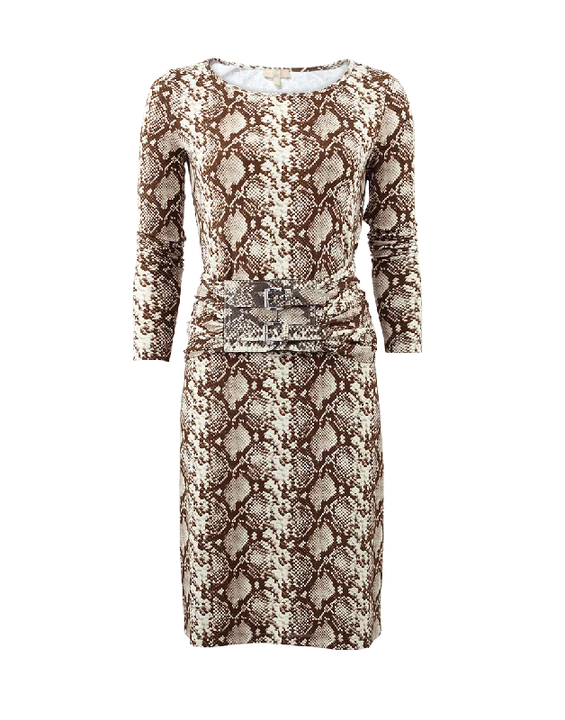 Animal Print Dresses for Fun -Python Belted Slide Dress