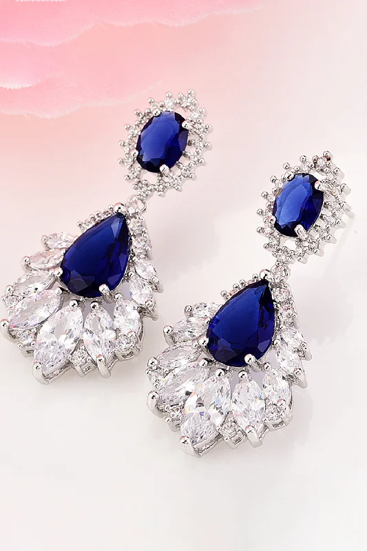 Party Dress for Garden Party -Royal Blue Teardrop Dangle Earrings Party Prom Jewelry