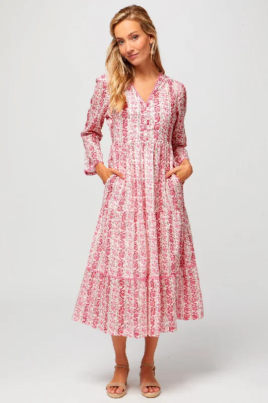 Sequined Dresses for Sparkle -Hattie Dress | Linear Botanical Pink