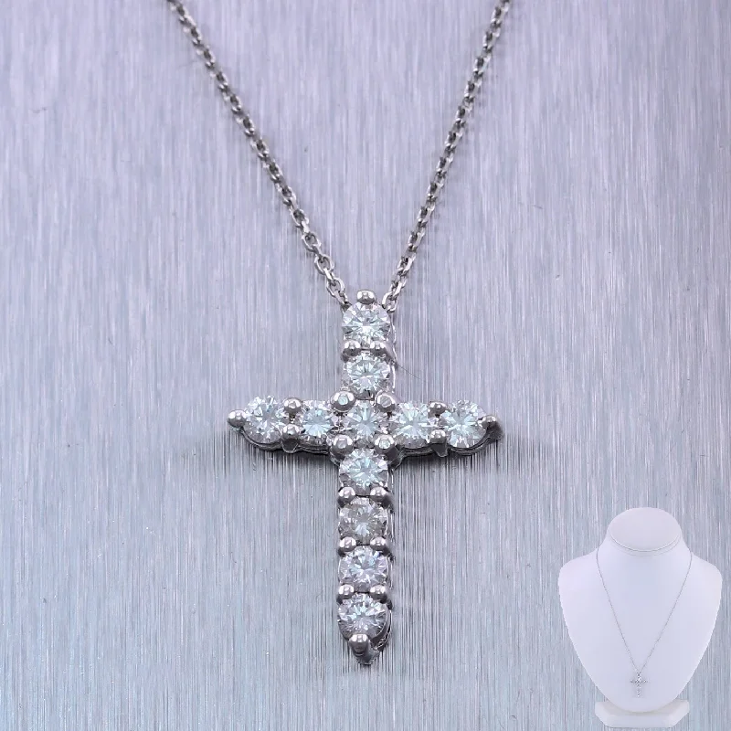 Necklaces and pendants with personalized charms for a custom piece of jewelry-14k White Gold 1.01ctw Diamond Cross 20" Necklace