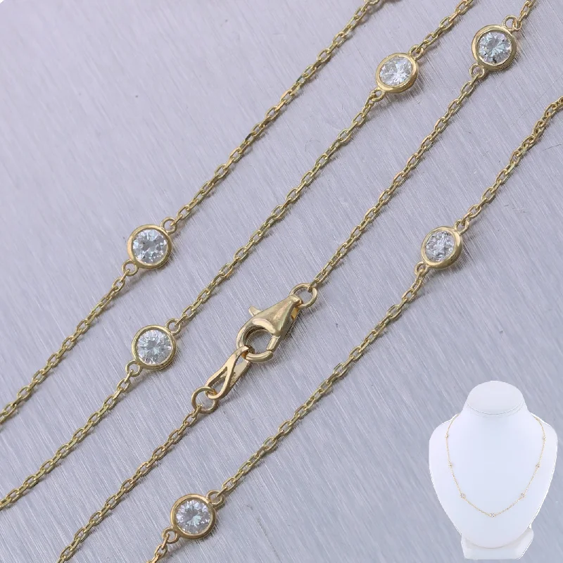 Beautiful necklaces and pendants with layered chains for a fashionable, chic look-14k Yellow Gold 2.10ctw Diamond By The Yard 18" Necklace