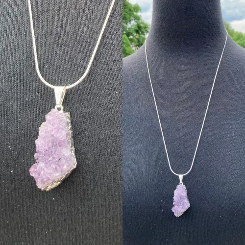 Best necklaces and pendants with matching rings for a coordinated jewelry set-Amethyst Druzy Silver Plated (large); by Laura Leonard Originals