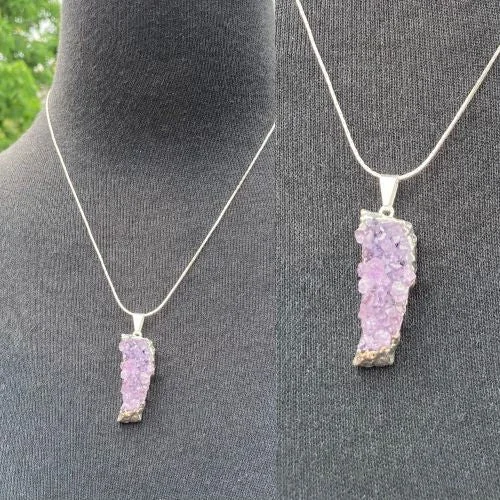 Best necklaces and pendants with intricate beadwork for a bohemian-inspired look-Amethyst Druzy Silver Plated (small); by Laura Leonard Originals