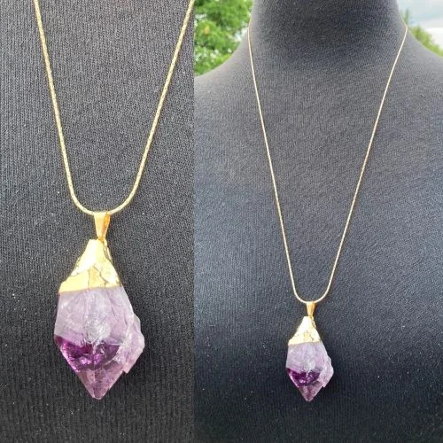 Necklaces and pendants with star-shaped designs for a whimsical, celestial touch-Amethyst Point Gold Plated (large); by Laura Leonard Originals