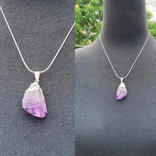 Best necklaces and pendants with seashell designs for a tropical, beachy vibe-Amethyst Point Silver Plated (small); by Laura Leonard Originals