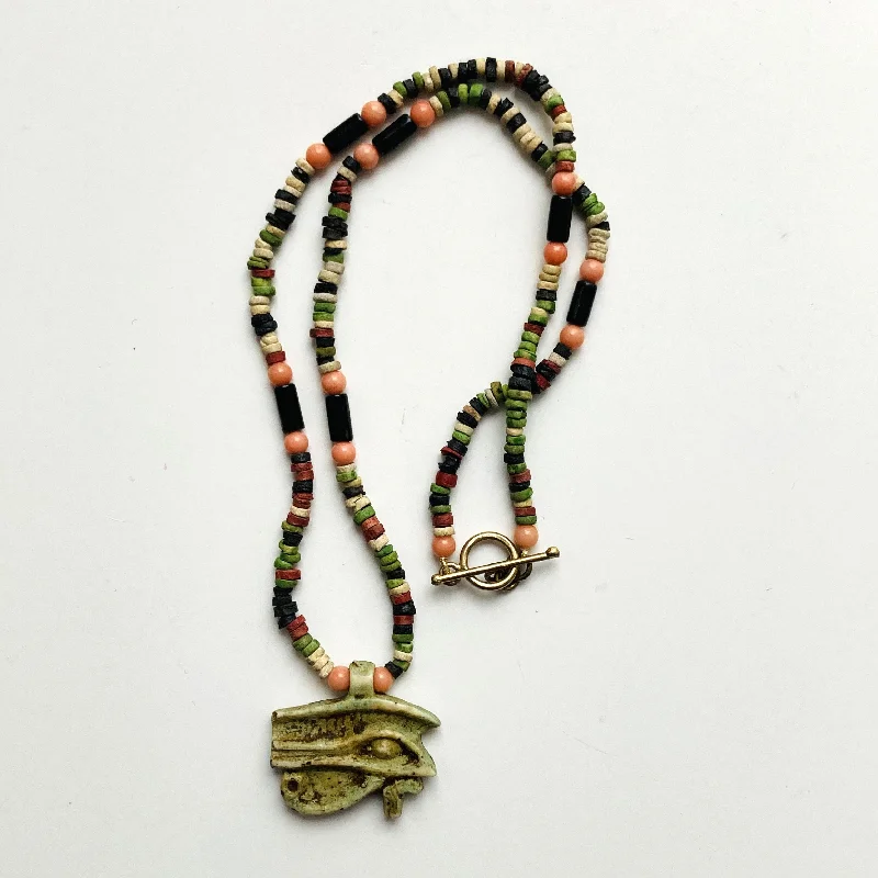 Best necklaces and pendants with statement designs for a fashionable accessory-Ancient Egyptian Necklace with Horus Eye Amulet