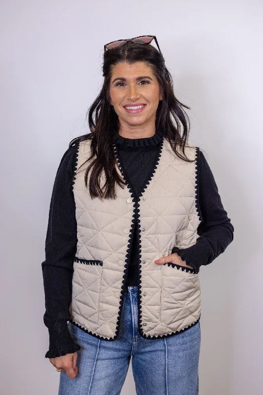 Beautiful necklaces and pendants with geometric shapes for a modern, artistic design-Bonfire Favorite Sand Quilted Vest