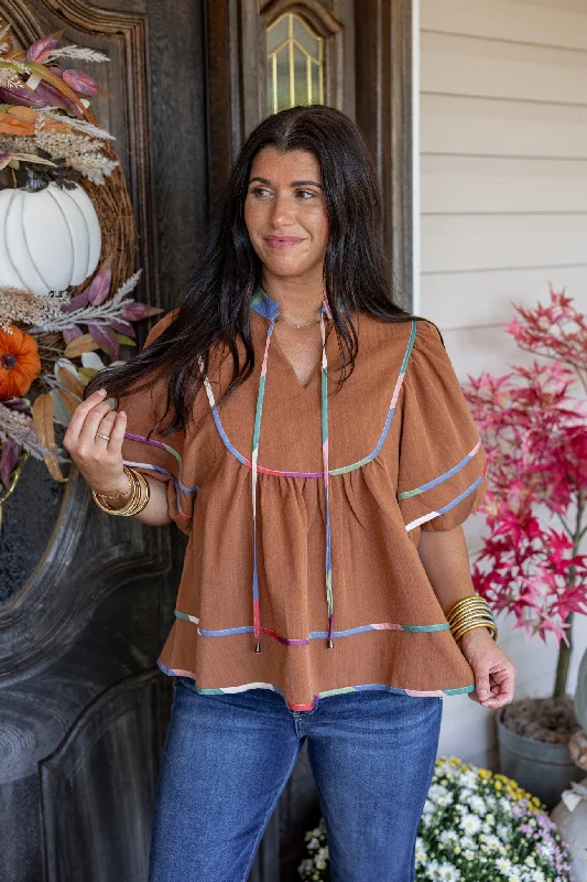 Best necklaces and pendants with minimalist pendants for a sleek, understated look-Fall Sunsets Caramel Babydoll Top