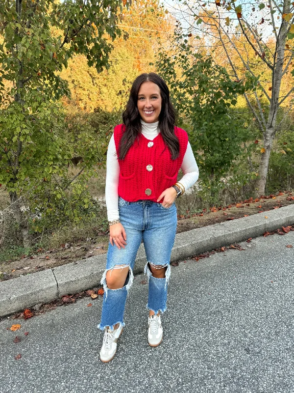 Necklaces and pendants with ocean-inspired designs for a refreshing, beachy feel-Chunky Red Sweater Vest