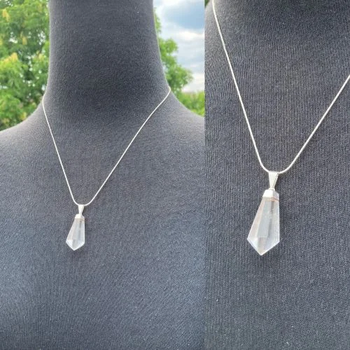 Necklaces and pendants with love knot designs for a romantic, meaningful symbol-Clear Quartz Silver Plated (small); by Laura Leonard Originals