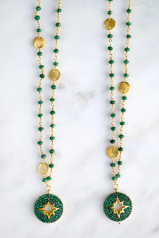 Stunning necklaces and pendants with turquoise and gold for a vibrant, earthy look-Green Star Emerald