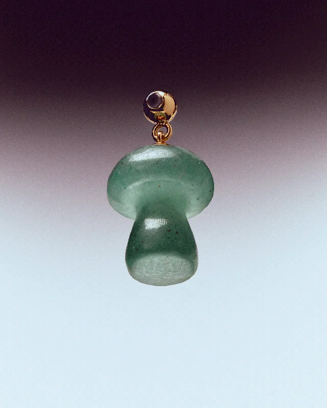 Necklaces and pendants with angel wing motifs for a spiritual, meaningful design-GRID ART 2 Green Aventurine Mushroom Charm