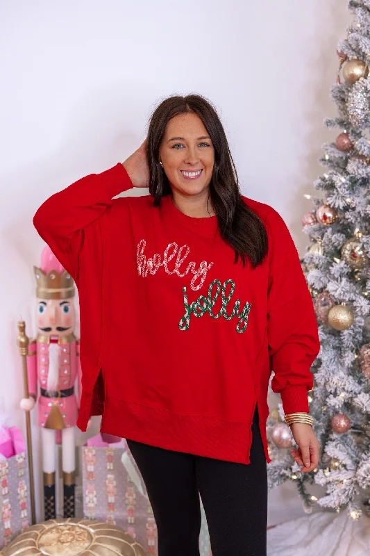 Stylish necklaces and pendants with diamonds for a glamorous and elegant look-Holly Jolly Red Knit Pullover