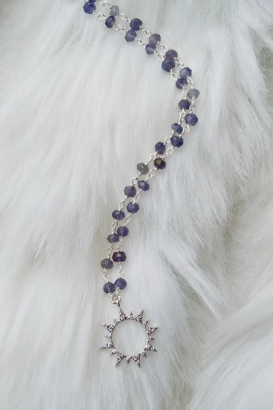 Best necklaces and pendants with butterfly wings for a delicate, graceful style-Iolite Silver Sun