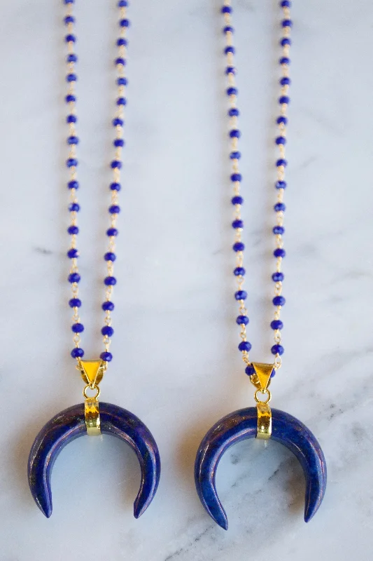 Beautiful necklaces and pendants with diamond halo settings for extra brilliance-Lapis Horn