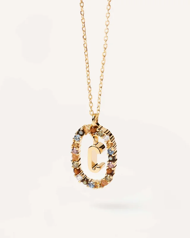 Best necklaces and pendants with black diamonds for an edgy, bold statement-Letter C Necklace