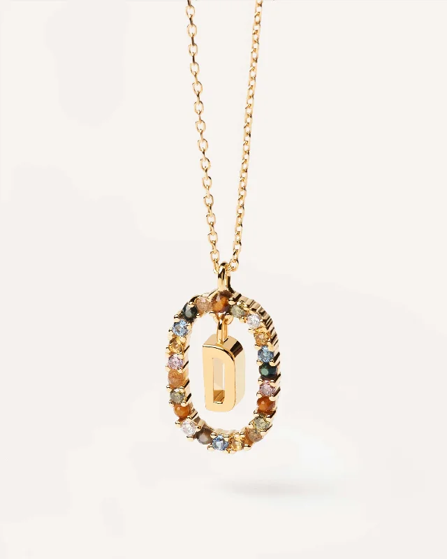 Stunning necklaces and pendants with turquoise and gold for a vibrant, earthy look-Letter D Necklace