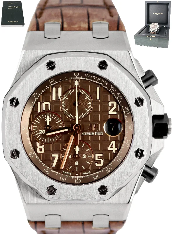 Necklaces and pendants with diamond pendants for a luxurious sparkling effect-MINT 2017 Audemars Piguet AP Royal Oak Offshore Havana Brown Stainless 26470