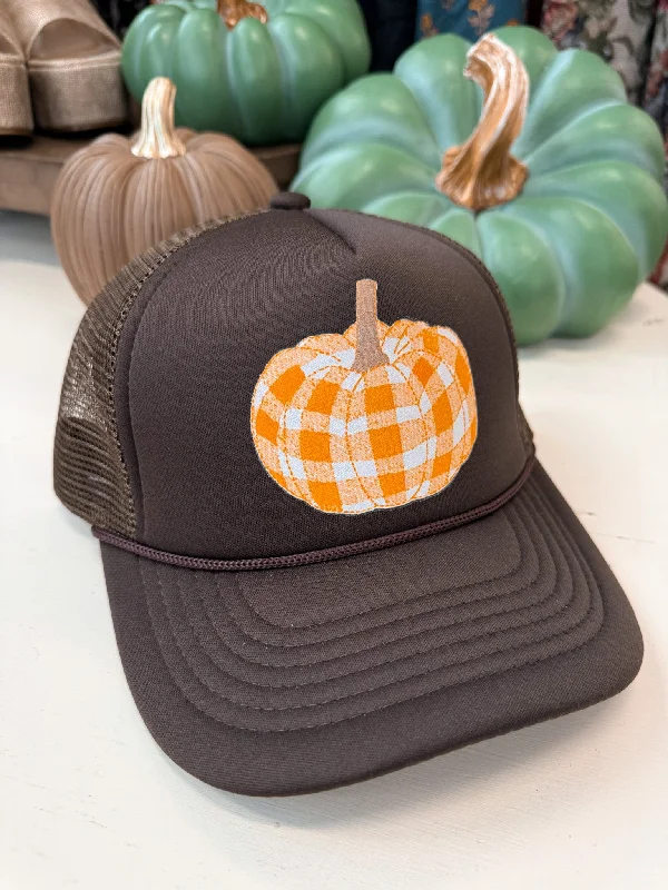 Best necklaces and pendants with rose gold for a warm and romantic appeal-Pumpkin Plaid Trucker Hat