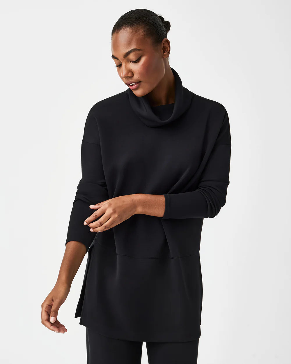 Best necklaces and pendants with seashell designs for a tropical, beachy vibe-Spanx AirEssentials Black Turtleneck Tunic