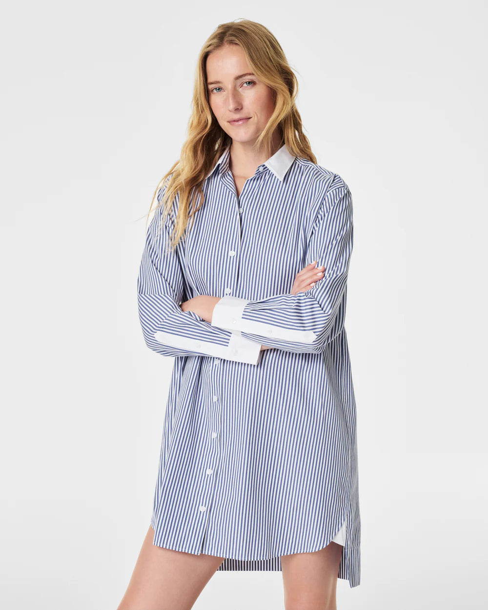 Best necklaces and pendants with floral designs for a feminine and elegant feel-Spanx The Best Poplin Striped Shirt Dress