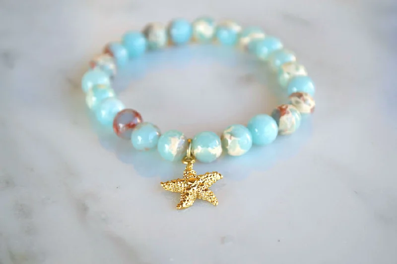 Necklaces and pendants with ocean-inspired designs for a refreshing, beachy feel-Starfish Aqua Terra