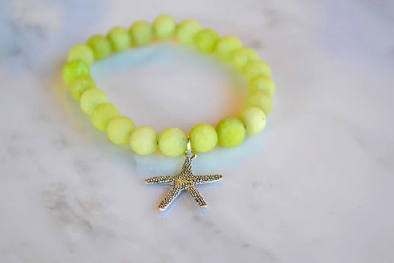 Beautiful necklaces and pendants with diamond halo settings for extra brilliance-Starfish Matte Green Jade