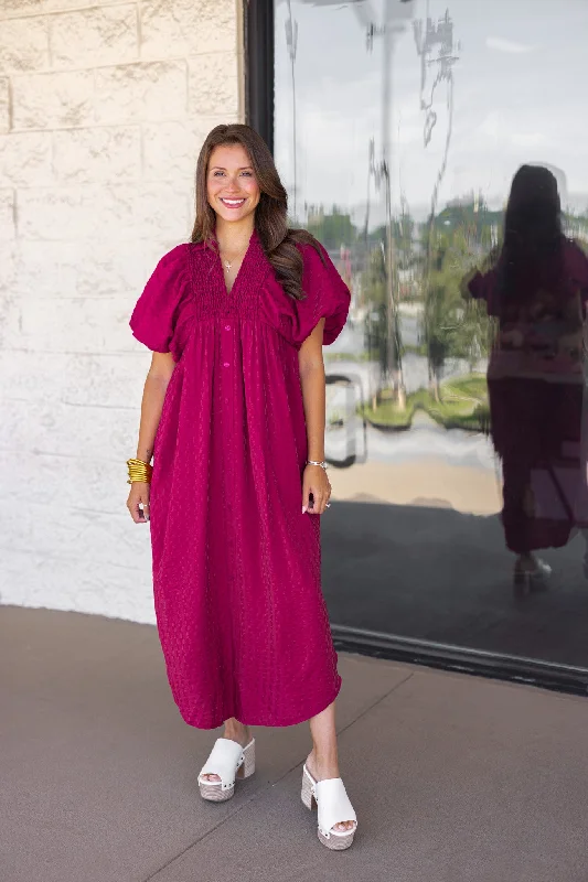 Necklaces and pendants with infinity love symbols for an eternal, romantic gesture-Easy Trends Textured Plum Midi Dress