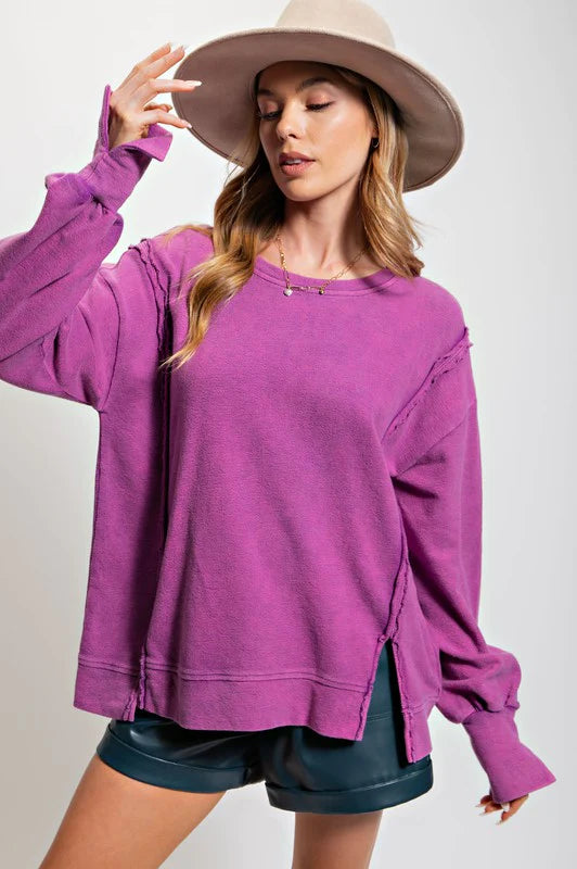 Beautiful necklaces and pendants with diamond-encrusted designs for maximum sparkle-Cozy Promises Washed Lilac Pullover