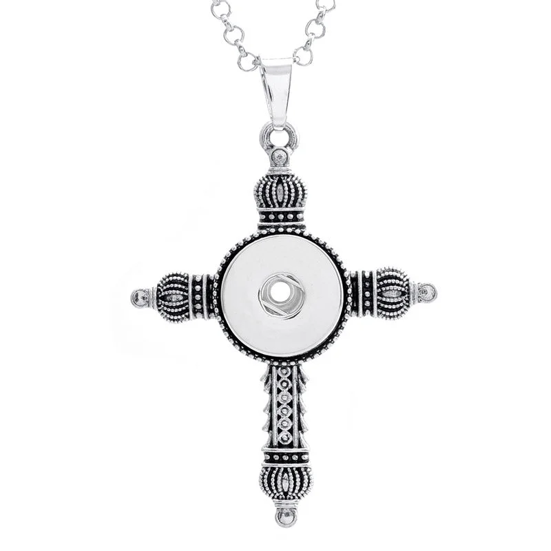 Necklaces and pendants with custom engravings for a personal, meaningful gift-Wholesale DIY Snap Necklace Alloy Cross Pendant