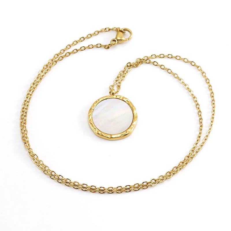 Best necklaces and pendants with opal and gold for a vibrant, luxurious contrast-Wholesale Stainless Steel Circular Shell Necklaces