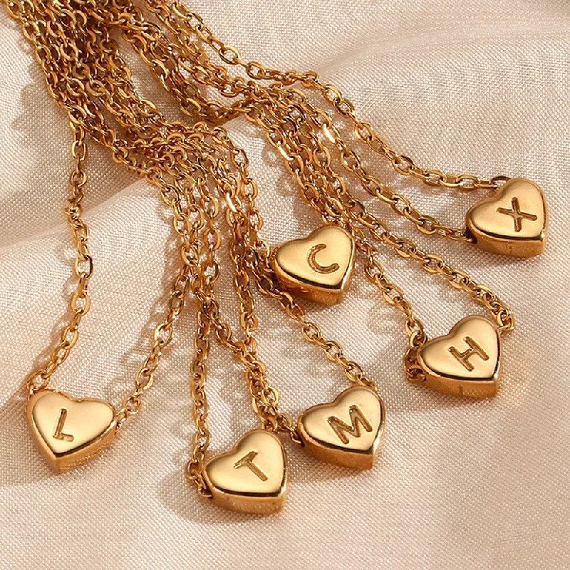 Best necklaces and pendants with butterfly pendants for a delicate, light style-Wholesale Stainless Steel Heart-shaped Letter Pendant