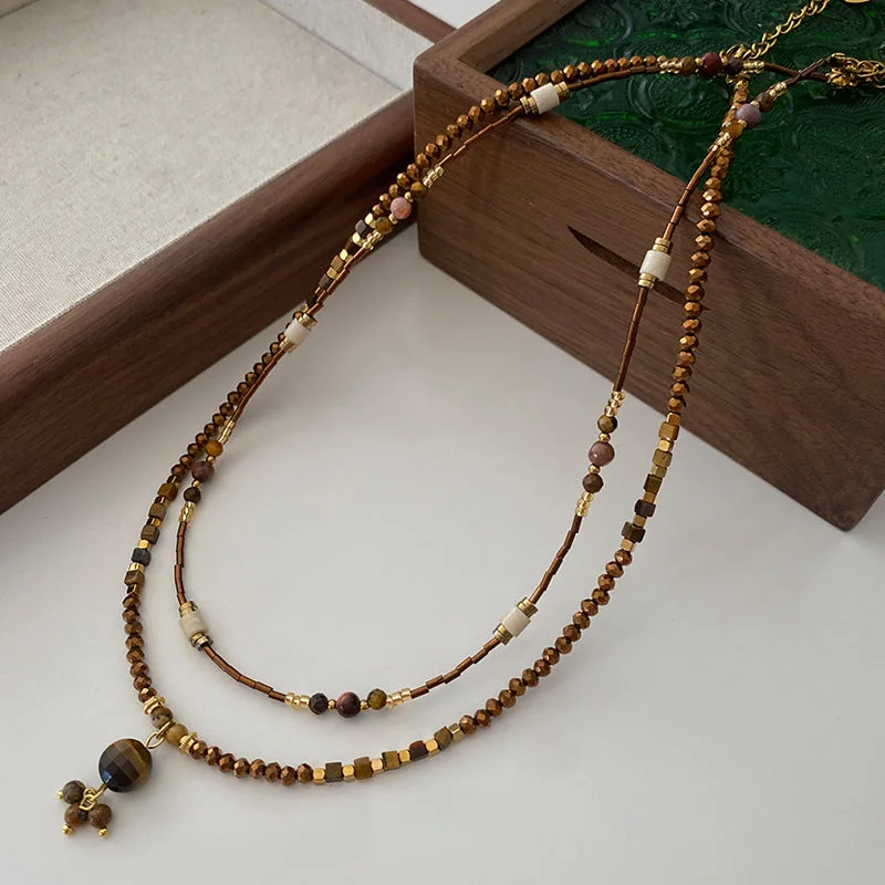 Best necklaces and pendants with opal and gold for a vibrant, luxurious contrast-Wholesale Vintage Fashion Natural Stone Necklaces