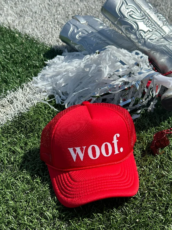 Fashionable necklaces and pendants with birthstones for a personalized gift idea-Woof Red Trucker Hat